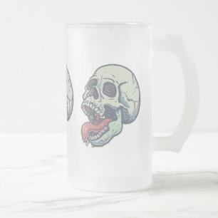 Taza De Cristal Esmerilado Cráneo que pega la lengua hacia fuera