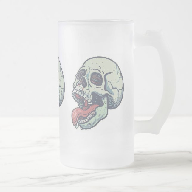 Taza De Cristal Esmerilado Cráneo que pega la lengua hacia fuera (Derecha)