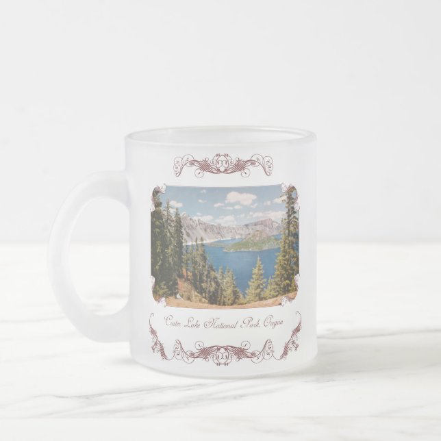 Taza De Cristal Esmerilado Crater Lake Oregon Frosted Coffee Mug (Izquierda)