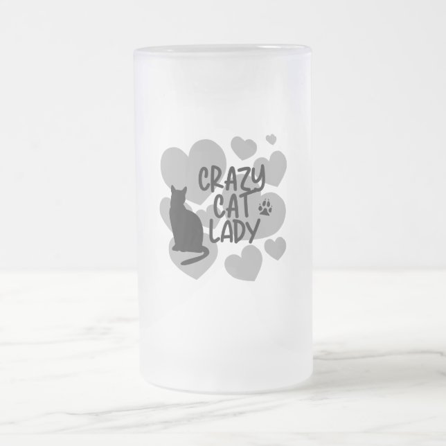 Taza De Cristal Esmerilado Crazy Cat Lady Notebook (Centro)