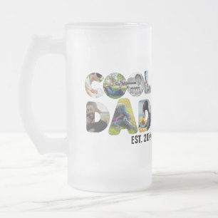 Taza De Cristal Esmerilado Crea tu propia foto de 7 letras de papá genial par