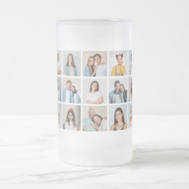 Taza De Cristal Esmerilado Crea tu propio collage de 15 fotos