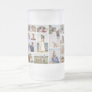Taza De Cristal Esmerilado Crea tu propio collage de 15 fotos