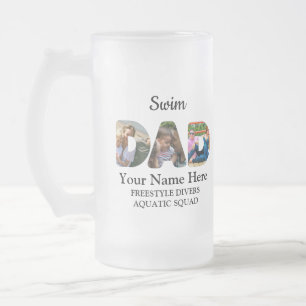 Taza De Cristal Esmerilado Crea tu propio collage de fotos de papá deportivo 