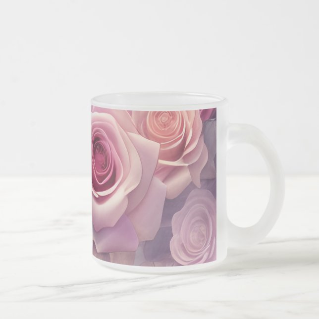 Taza De Cristal Esmerilado Crear su propia flor de rosas rosadas (Derecha)