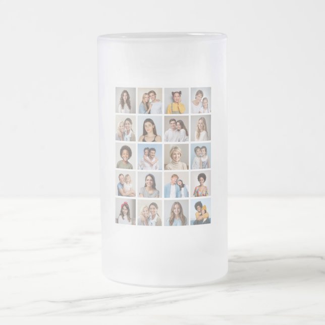 Taza De Cristal Esmerilado Crear su propio Collage de fotos de 20 (Centro)