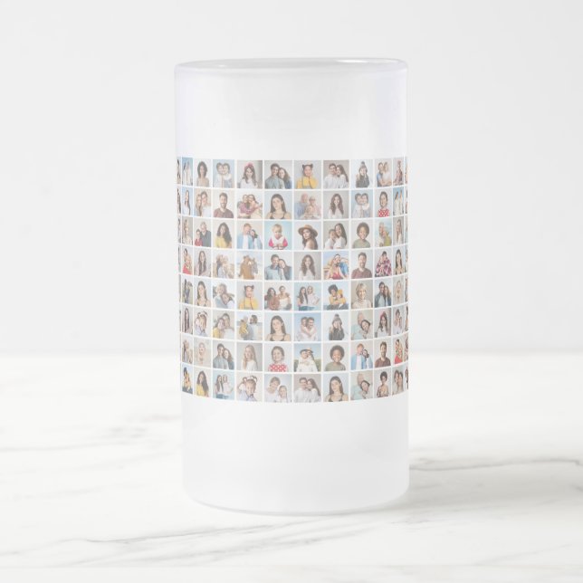 Taza De Cristal Esmerilado Crear su propio Collage de fotos Personalizado 96 (Centro)