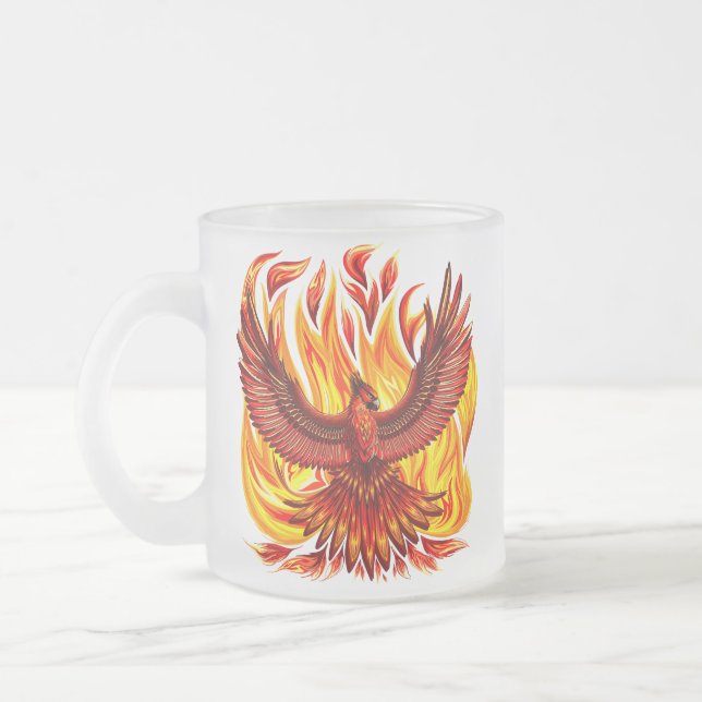 Taza De Cristal Esmerilado Creatura mitológica inmortal de Phoenix (Izquierda)