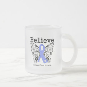 Taza De Cristal Esmerilado Cree - Mariposa del cáncer de esófago