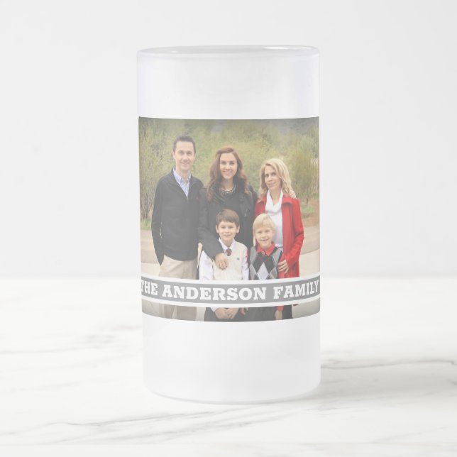 Taza De Cristal Esmerilado Cree su propio monograma de la foto de familia (Centro)