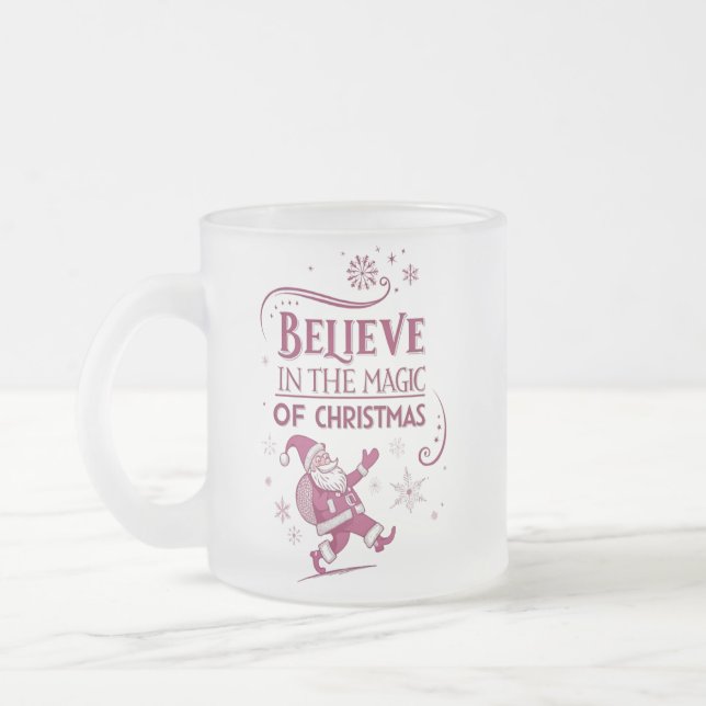 Taza De Cristal Esmerilado Creer en la magia de los Navidades (Izquierda)