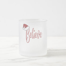 Taza De Cristal Esmerilado Creer en Navidades con Sombrero rojo