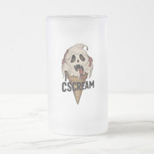 Taza De Cristal Esmerilado Crema de hielo fantasma espeluznante "I CSCREAM"
