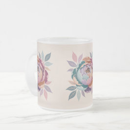 Taza De Cristal Esmerilado Crema pastel floral de vidrio escarlatado Mug