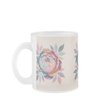 Crema pastel floral de vidrio escarlatado Mug