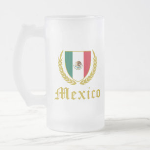 Taza De Cristal Esmerilado Crest de México