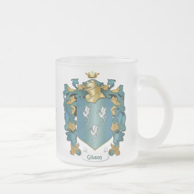Taza De Cristal Esmerilado Crest familiar Gibson - texto Personalizar (Derecha)