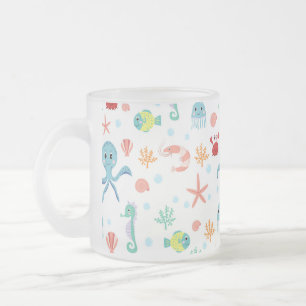 Taza De Cristal Esmerilado Criaturas Marinas Subacuáticas Caprichosas