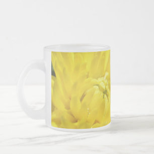 Taza De Cristal Esmerilado Crisantemo Amarillo