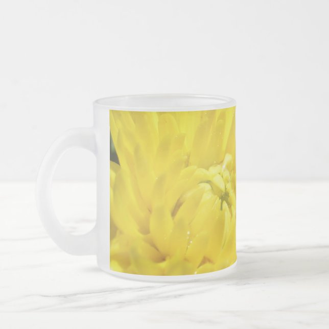 Taza De Cristal Esmerilado Crisantemo Amarillo (Izquierda)