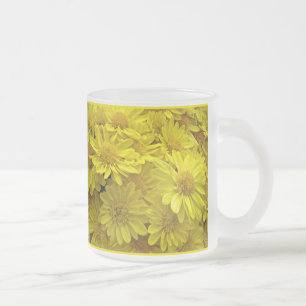 Taza De Cristal Esmerilado Crisantemo Amarillo Sunshine