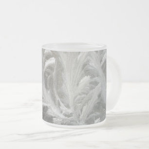 Taza De Cristal Esmerilado Cristales blancos grises helados de invierno