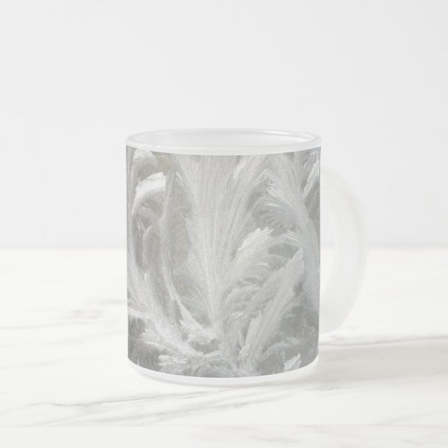 Taza De Cristal Esmerilado Cristales blancos grises helados de invierno (Anverso derecho)