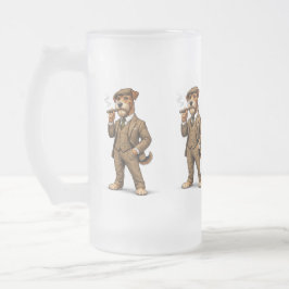 Taza De Cristal Esmerilado Cristalino Caballero Perro Vidrio