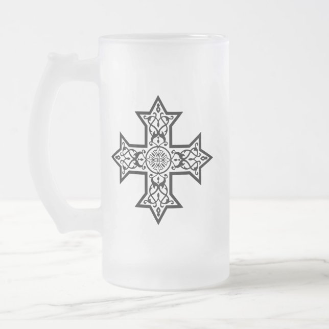 Taza De Cristal Esmerilado Cruz copta (Izquierda)
