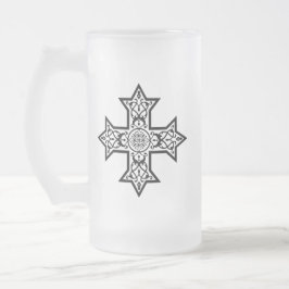 Taza De Cristal Esmerilado Cruz copta Premium Fine Art