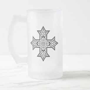 Taza De Cristal Esmerilado Cruz copta Premium Fine Art
