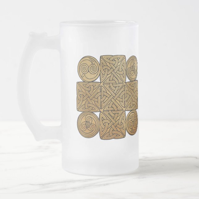 Taza De Cristal Esmerilado Cruz de Knotwork Celtic (Izquierda)