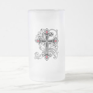 Taza De Cristal Esmerilado Cruz gótica