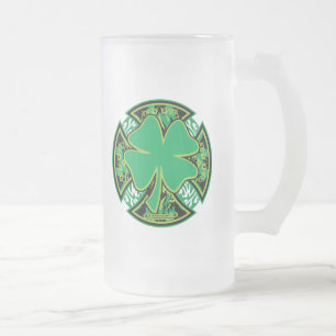 Taza De Cristal Esmerilado Cruz irlandesa del trébol