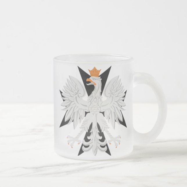 Taza De Cristal Esmerilado Cruz maltesa polaca de Eagle (Derecha)