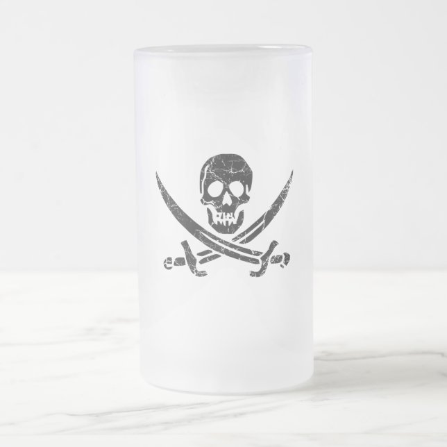 Taza De Cristal Esmerilado Cruz pirata (Centro)