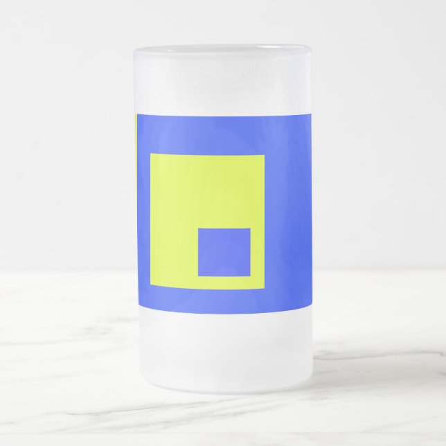 Taza De Cristal Esmerilado Cuadrados amarillo y azul (Centro)