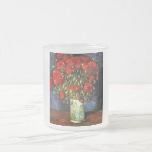 Taza De Cristal Esmerilado Cuadro Antiguo de Van Gogh Florero con Flores en F