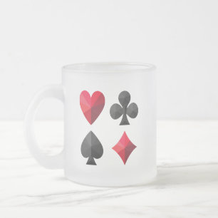 Taza De Cristal Esmerilado Cuatro conjuntos de cartas de juego: corazones, pa