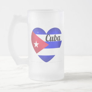 Taza De Cristal Esmerilado Cuba Corazón Bandera