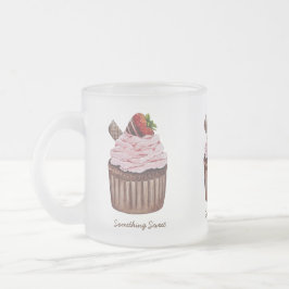 Taza De Cristal Esmerilado Cubierta Cubierta De Fresa Cubierta En Acuarela