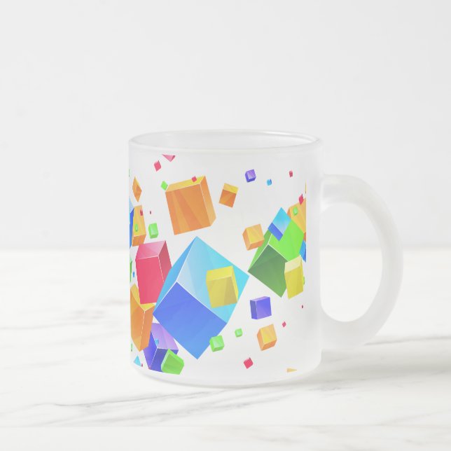 Taza De Cristal Esmerilado Cubos coloreados 1 (Derecha)