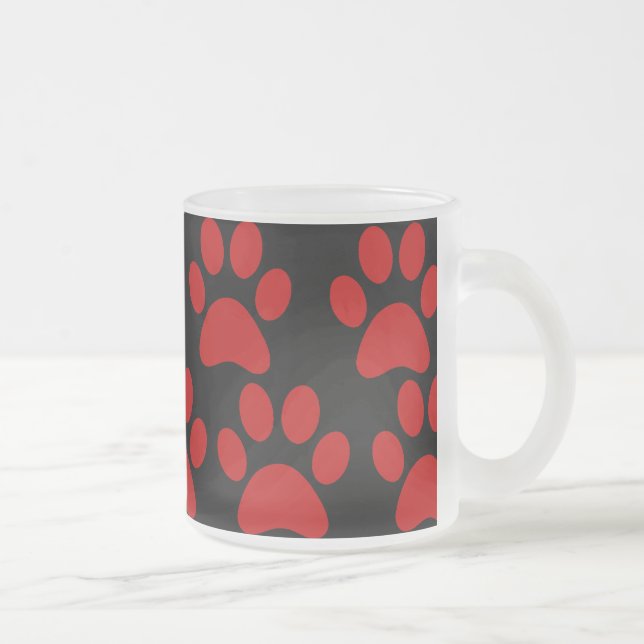 Taza De Cristal Esmerilado Cuchillo de cachorro de perro pinta negro rojo (Derecha)