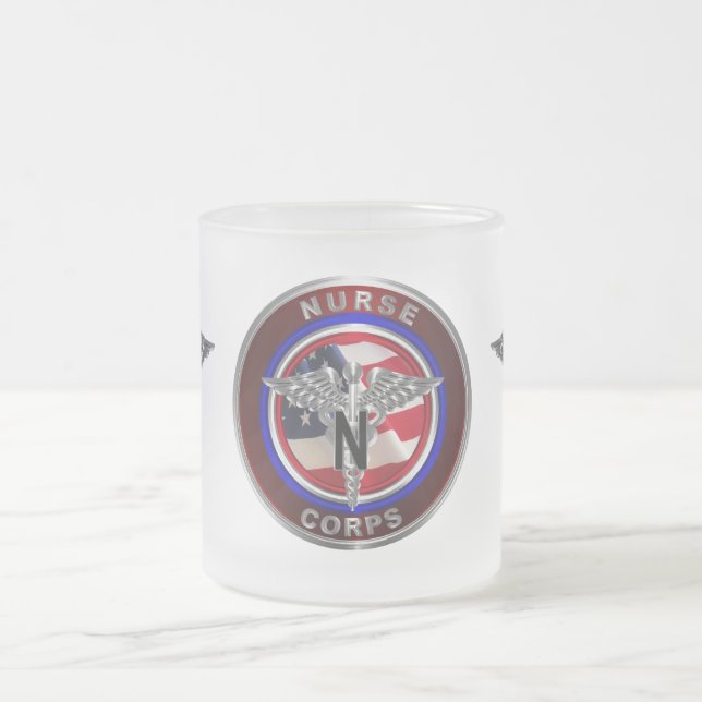 Taza De Cristal Esmerilado Cuerpo de Enfermeras del Ejército (Centro)