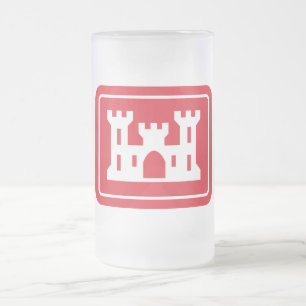 Taza De Cristal Esmerilado Cuerpo de Ingenieros de los Estados Unidos DOD Mil