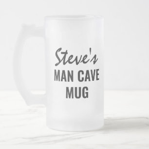 Taza De Cristal Esmerilado Cueva Man de nombre personalizado
