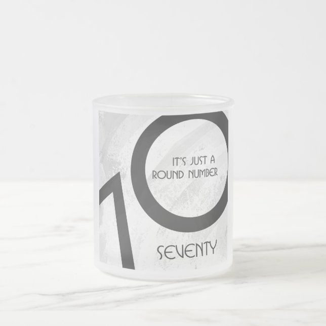 Taza De Cristal Esmerilado Cumpleaños blanco de 70 décadas (Centro)