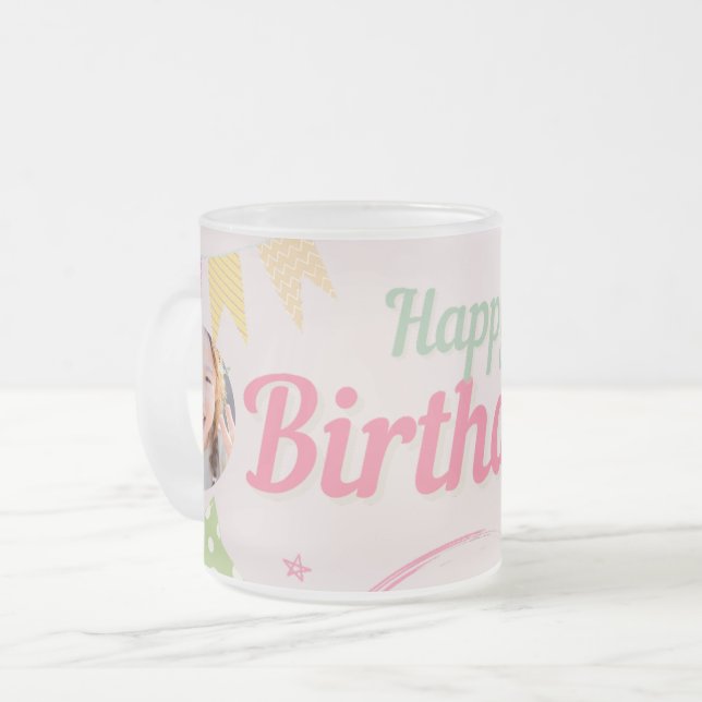 Taza De Cristal Esmerilado cumpleaños de princesa (Anverso izquierdo)