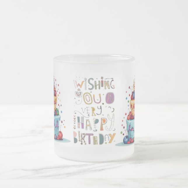 TAZA DE CRISTAL ESMERILADO CUMPLEAÑOS DE REGALO DE MUGS (Centro)