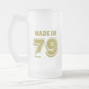 Taza De Cristal Esmerilado Cumpleaños hecho en la tipografía '79